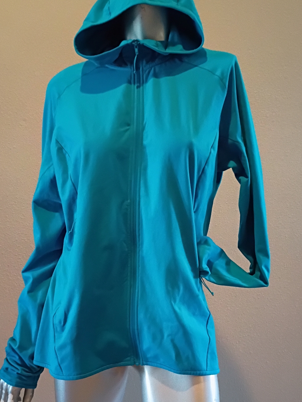 Arc'teryx-Lg-Adahy Hoodie Bright Blue Stretch Fleece Insulates Wicks Soft EUC